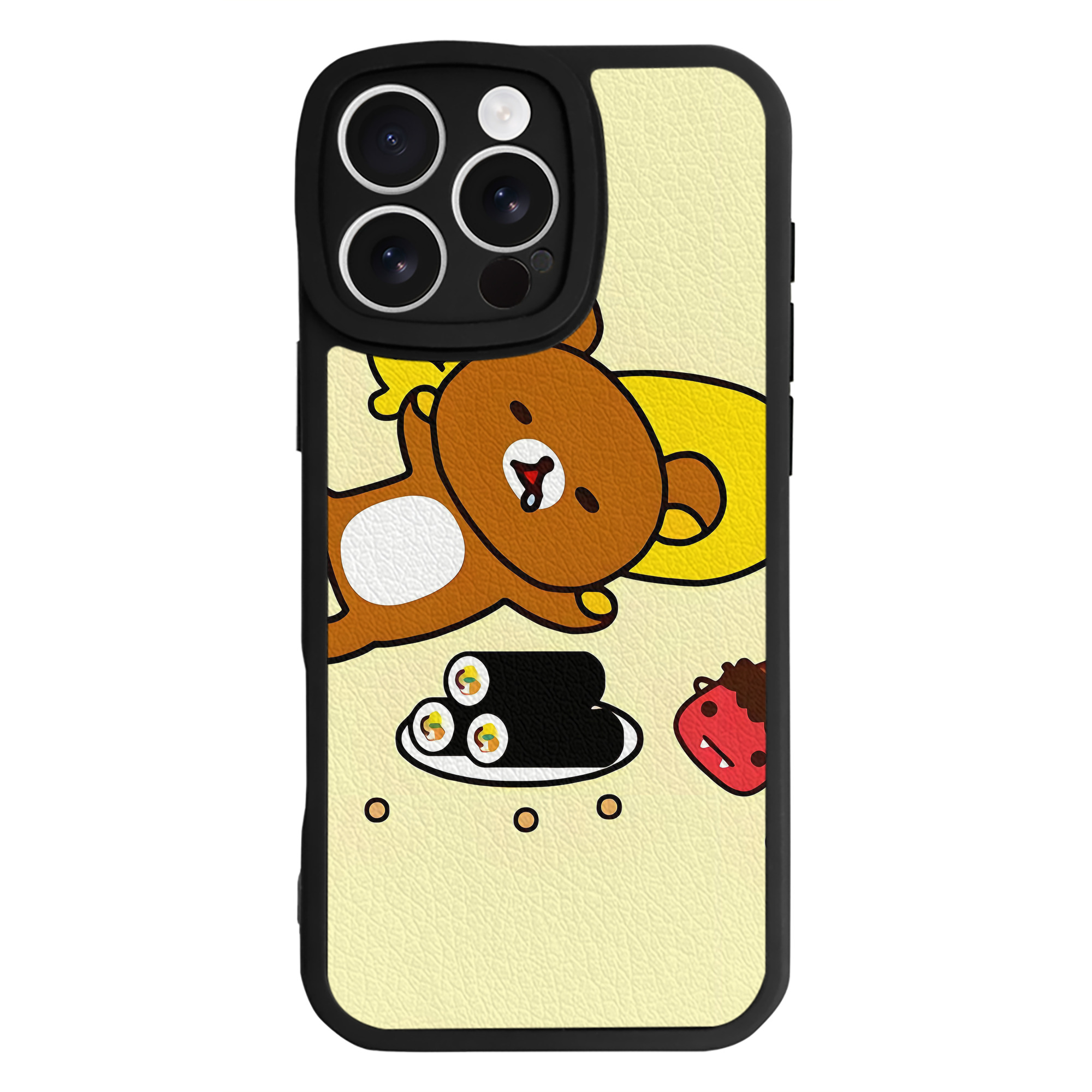 （画像用） リラックマ リラックマ キイロイトリ Rilakkuma Korilakkuma Kiiroitori 【iPhone 16シリーズ対応】シリコンスマホケース（レザー調） 材質：シリコン